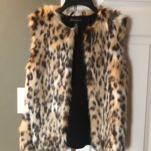 INC International Concepts Faux Fur Leopard vest.